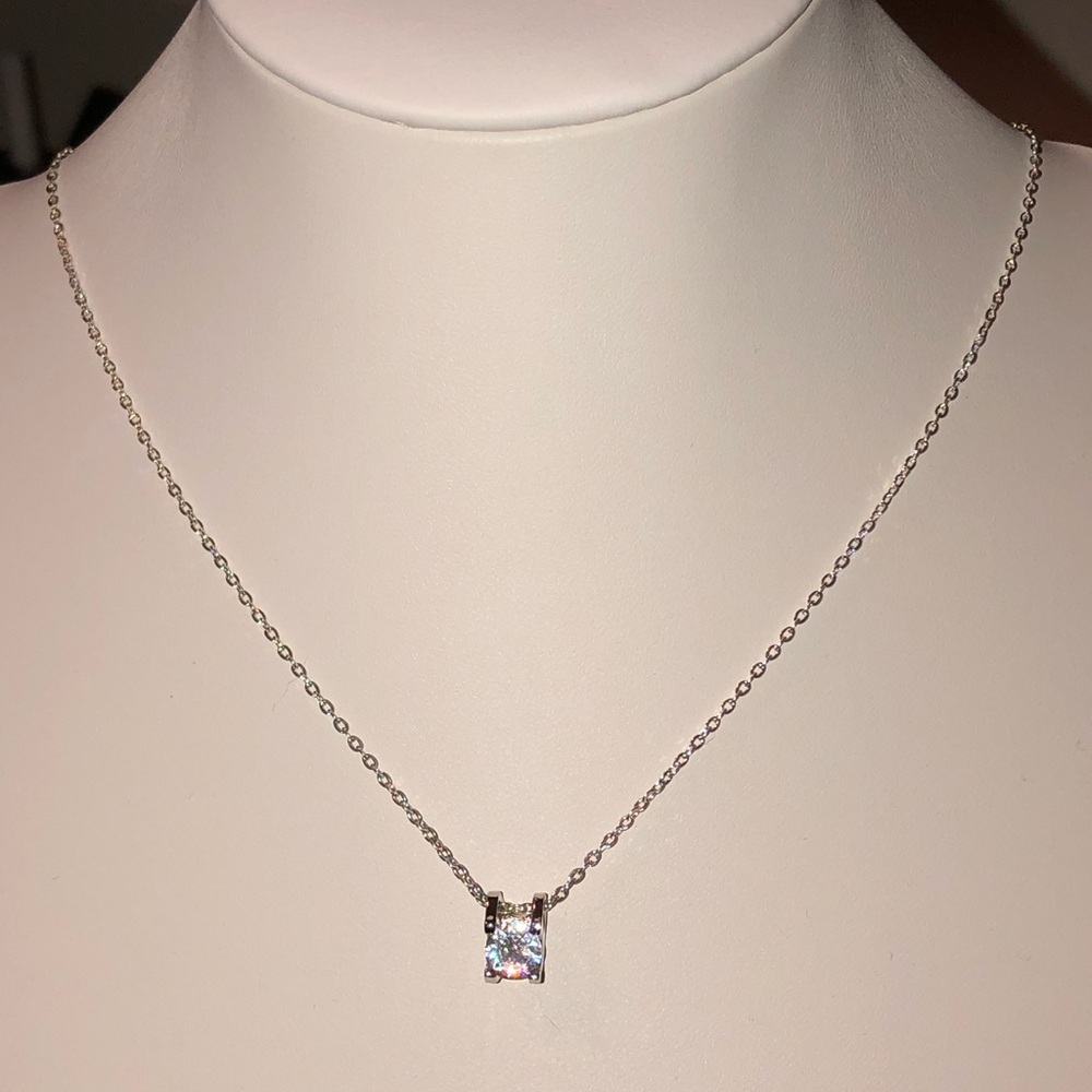 0.8 Carat Solitaire Pendant White Moissanite Diamond 925 Silver Necklace - Picture 6 of 10